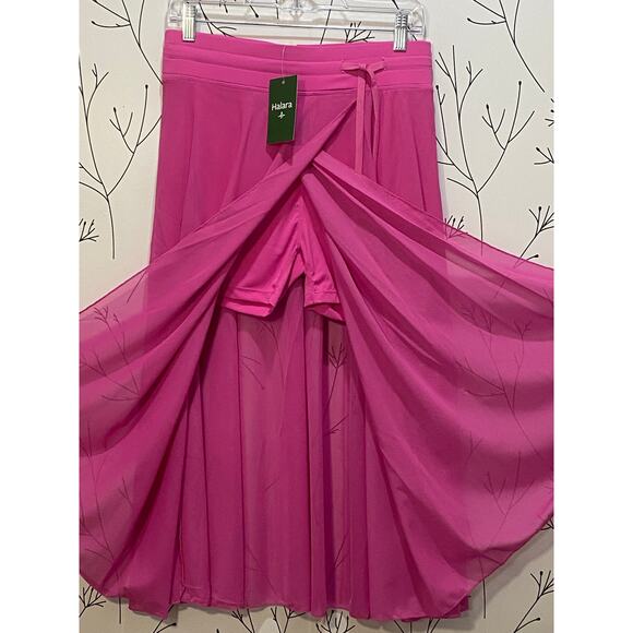 NWT HALARA High Waisted Drawstring Skirt Skort Sheer MEDIUM Strawberry Moon NEW - Picture 3 of 8